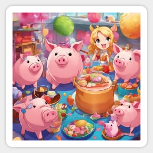 Moi Moi Let Pig Party Sticker